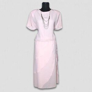 Vintage Monica Richards California Pink Tiered Dress 12